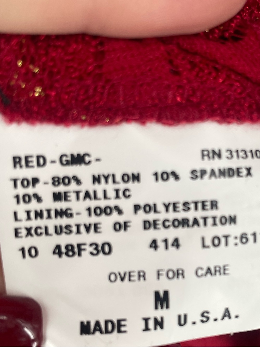 90s Y2K Red A. Byer Lacey Tank Top Cami Floral Pattern W Metallic Details - Picture 5 of 8